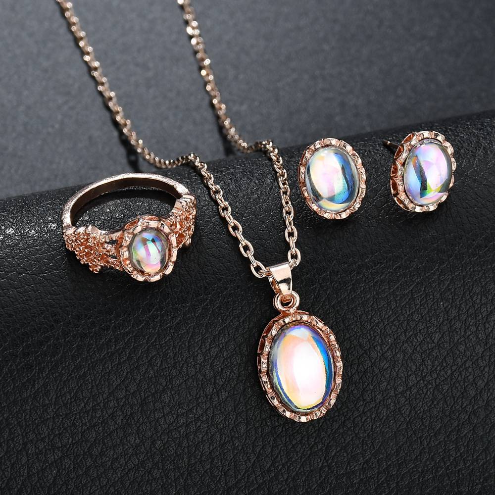 3-teiliges/Set Damen Luxus Opal Mode Hochzeitsschmuckset