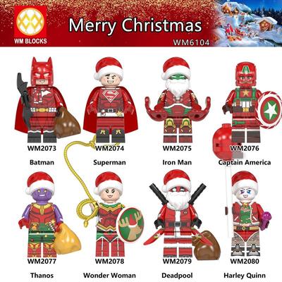 TopLovely Minifiguren Superhelden-Weihnachtsserie Mini-Spielzeugfiguren-Sammlung Batman Ironman Superman Deadpool Thanos WM6104