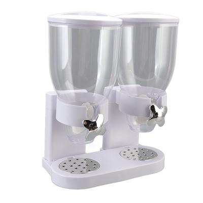 Cereal Dispenser ABS Dual Containers Airtight Twist Operation Dry Food Dispenser for Kitchen White