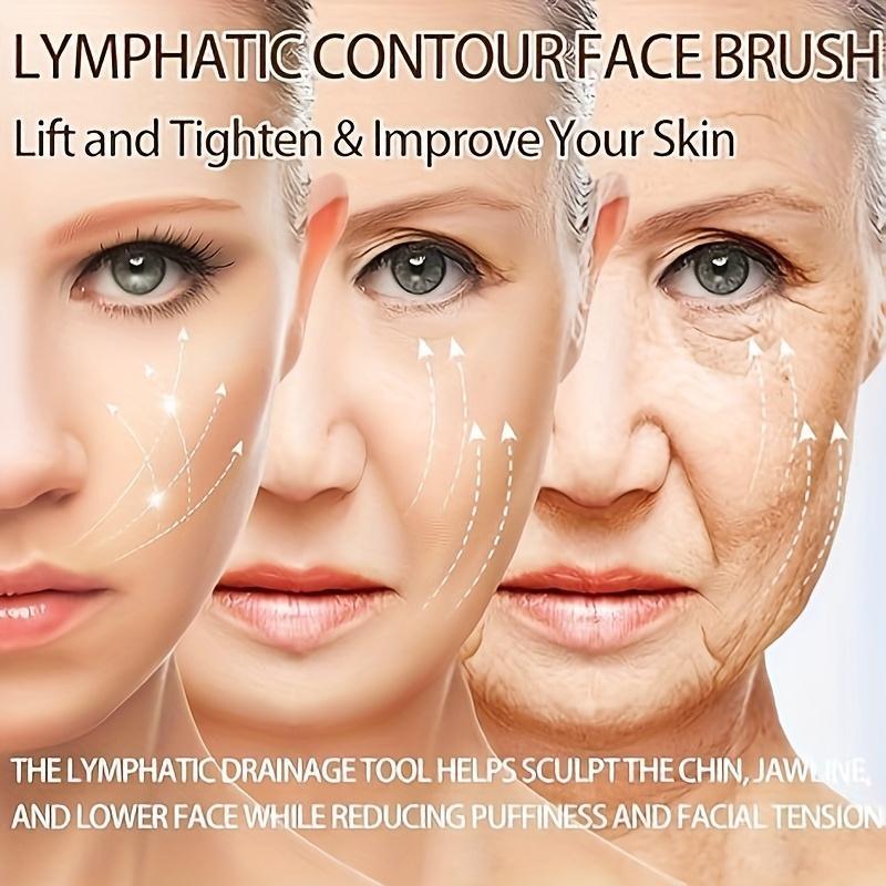Ergonomic Lymphatic Contour Facial & Body Brush with Soft Polyester Bristles, Precision Neckline Sculpting & Drainage for Face, Jawline Brush Gift