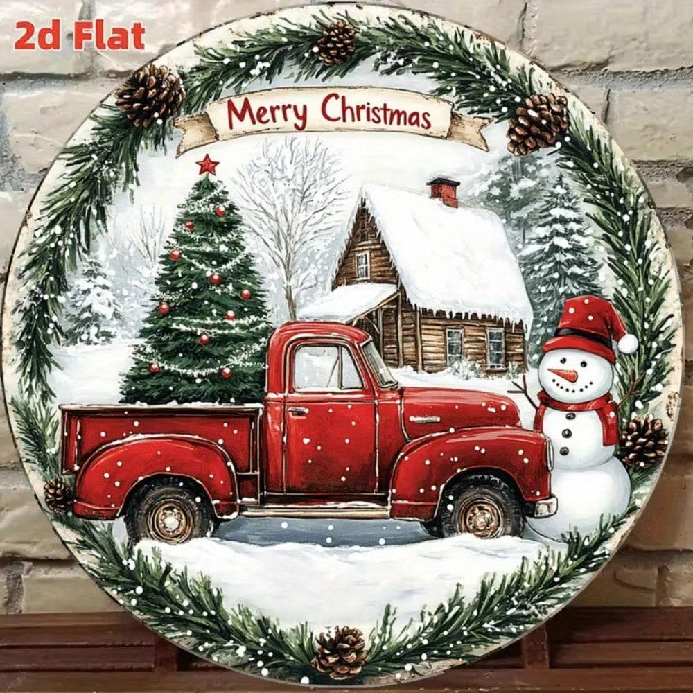 Generic Brand Christmas Tin Sign Wall Art Waterproof Rustproof Festive Metal Decoration Indoor Outdoor Holiday Home Decor