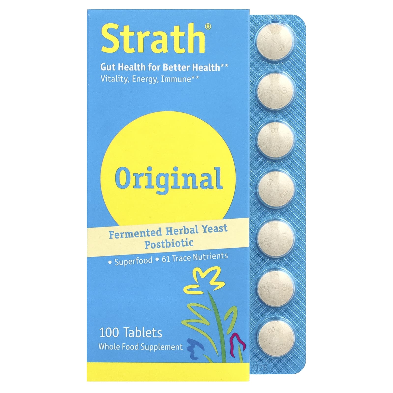 

Bio-Strath, Fermented Herb Yeast Postbiotic, 100 Tablets