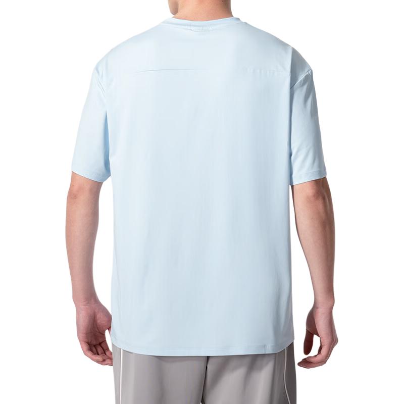 Puma Solid Color Loose Fit Drop Shoulder Round Neck Pullover Short Sleeve T-Shirt Unisex Tops Light-Blue 682915-69