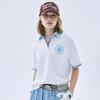 [mardimercredi] LAYERED PIQUET T-SHIRT FLOWER NEEDLEWORK CHECK_WHITE BLUE