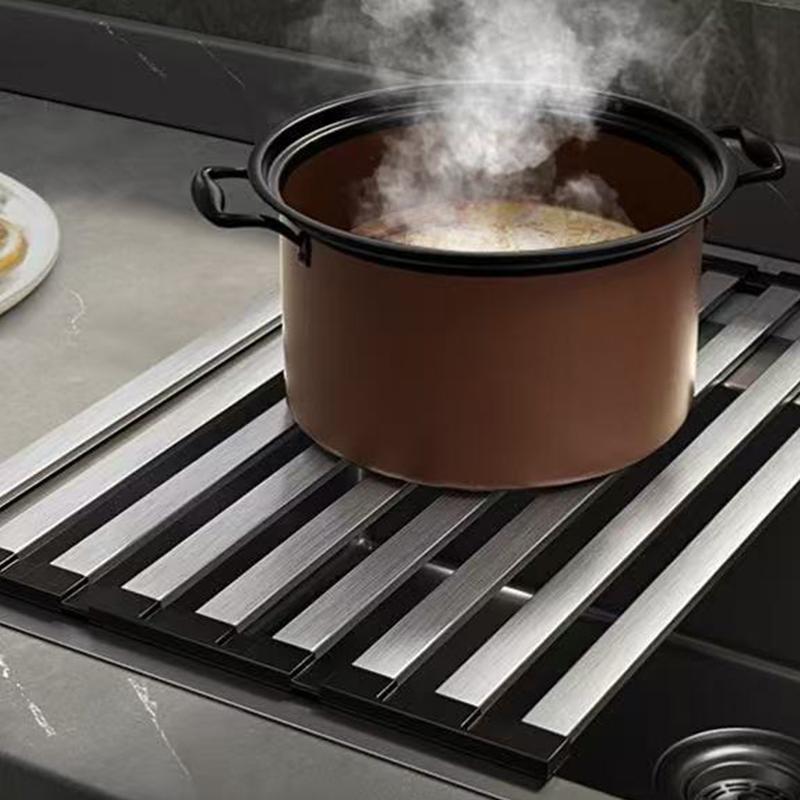 Adjustable Stainless Steel Kitchen Sink Drain Basket Foldable Retractable Rack for Vegetable Dish and Fruit Drying