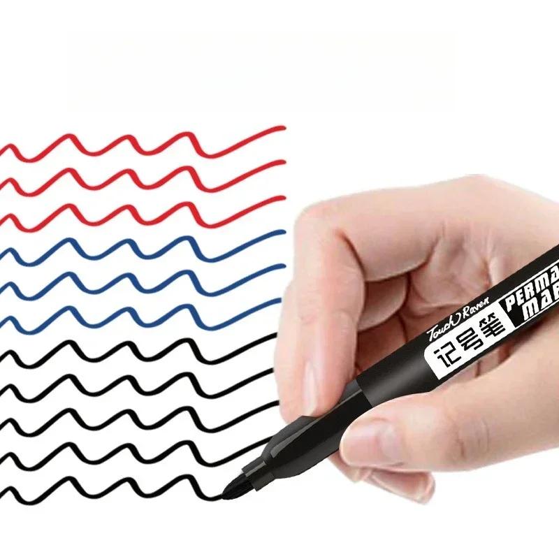 6PCs/Set Permanent Marker Pen Fine Point Waterproof Markers Thin Nib Crude Nib Black Blue Red Ink 1.5mm Fine Color Marker Pens