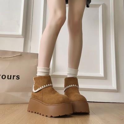 Autumn and Winter Muffin Feeling Short Boots French New Platform Martin Boots Heightening Snow Boots
