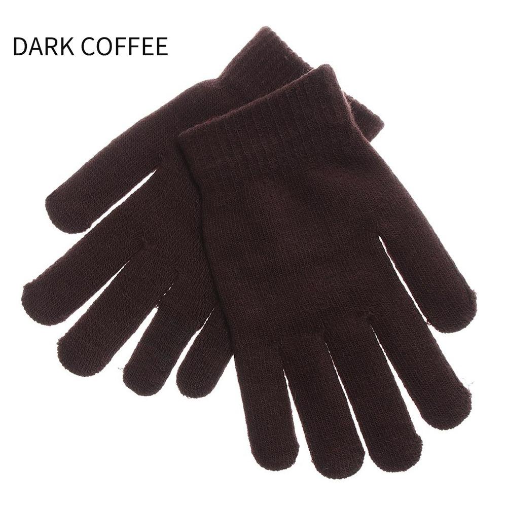 Plush Lining Ribbed Knitted Gloves Thicken Women Men Mittens Full Fingered Gloves  Cold Weather