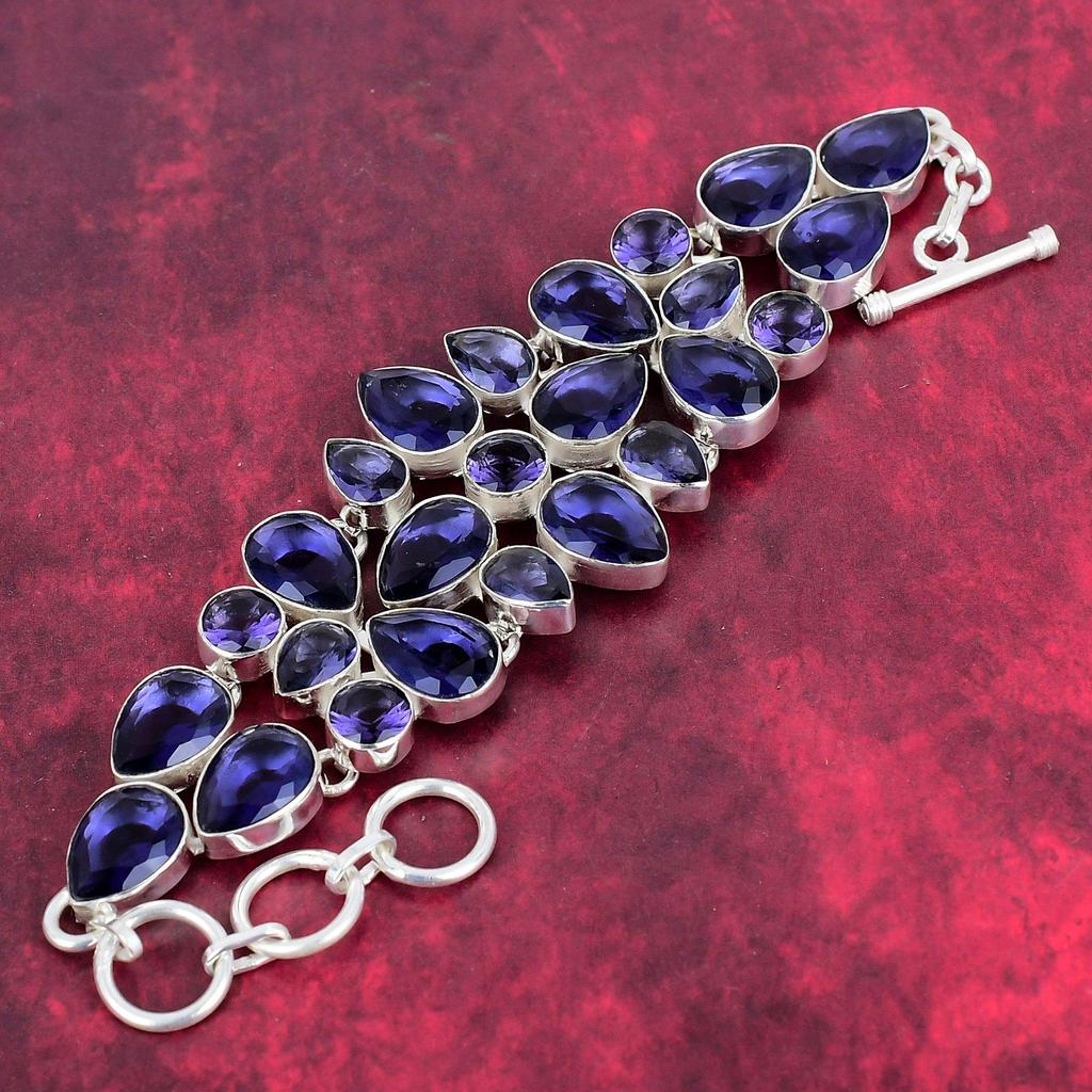 Bransoletka z ametystu, biżuteria z litego srebra próby 925, ręcznie robiona bransoletka na dzień matki