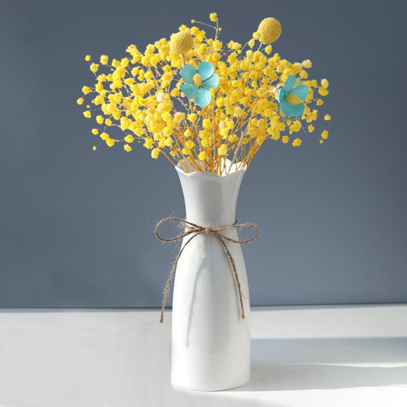 Nordic Minimalist White Ceramic Vase for Hydroponic and Dried Flower Arrangements in Modern Living or Dining Spaces