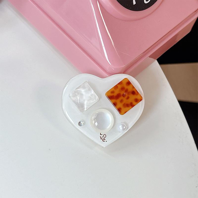 Jewel Rhinestone Love Airbag Bracket Japan And South Korea Solid Color Paste Magnetic Mobile Phone Case Desktop Support Cold Wind