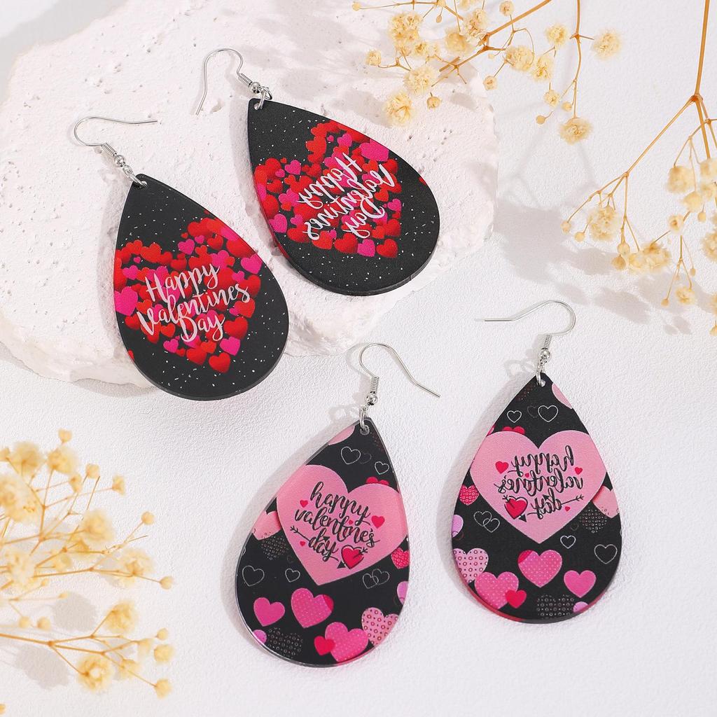Valentinstag Liebes-Graffiti Wassertropfen-Ohrringe für Frauen
