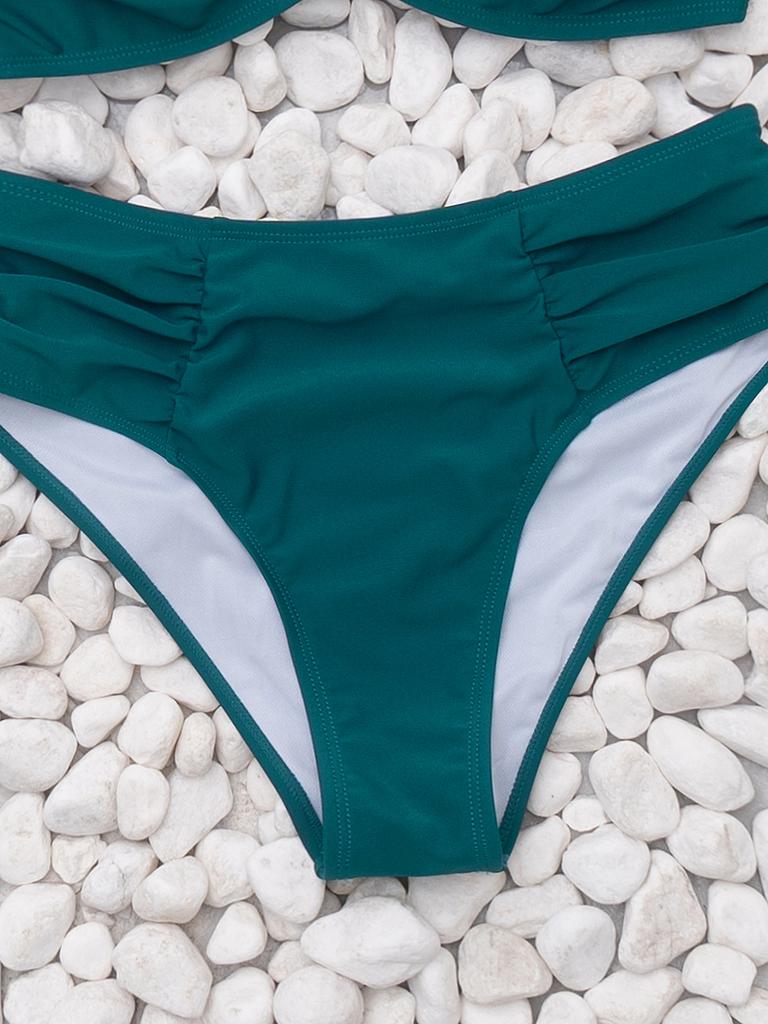 Solid Ruched High Waist Sexy Bikini Set Elegant Slimming Two Piece Swimwear