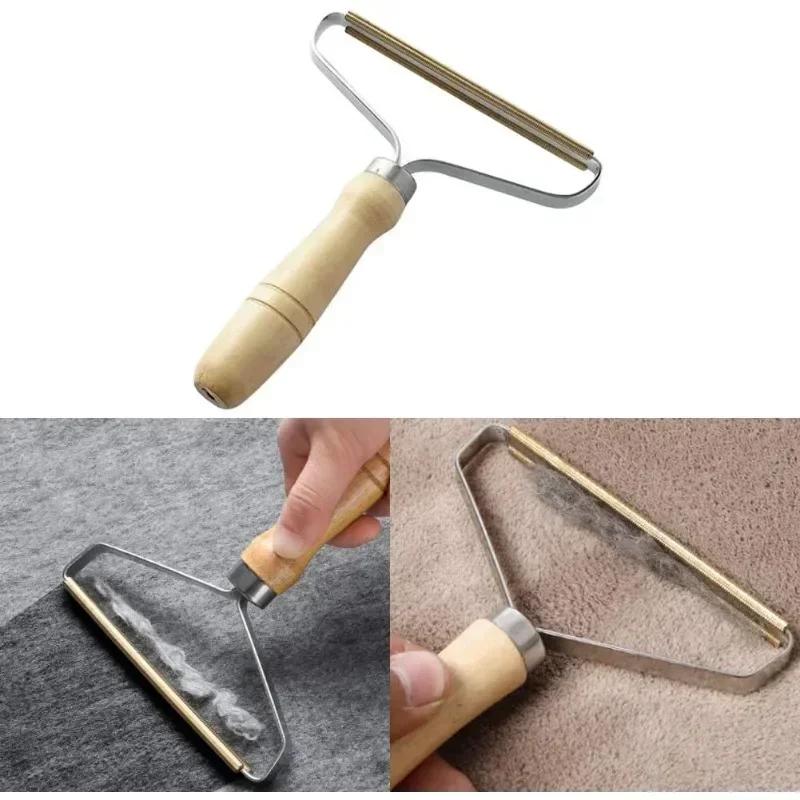 Manual Lint Roller Hair Remover Brush with Wooden Handle Sofa Clothes Cleaning Lint Brush Pet Hair Remover Shaver Brush Tool