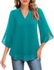 Women's Petal Sleeve Top Loose V-Neck Chiffon Shirt