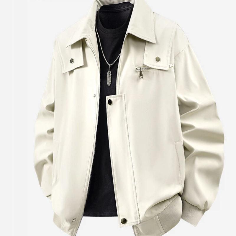 Spring Autumn Polo-neck Vintage Zipper Jacket Male Loose Casual All-match Outwear Coat Top