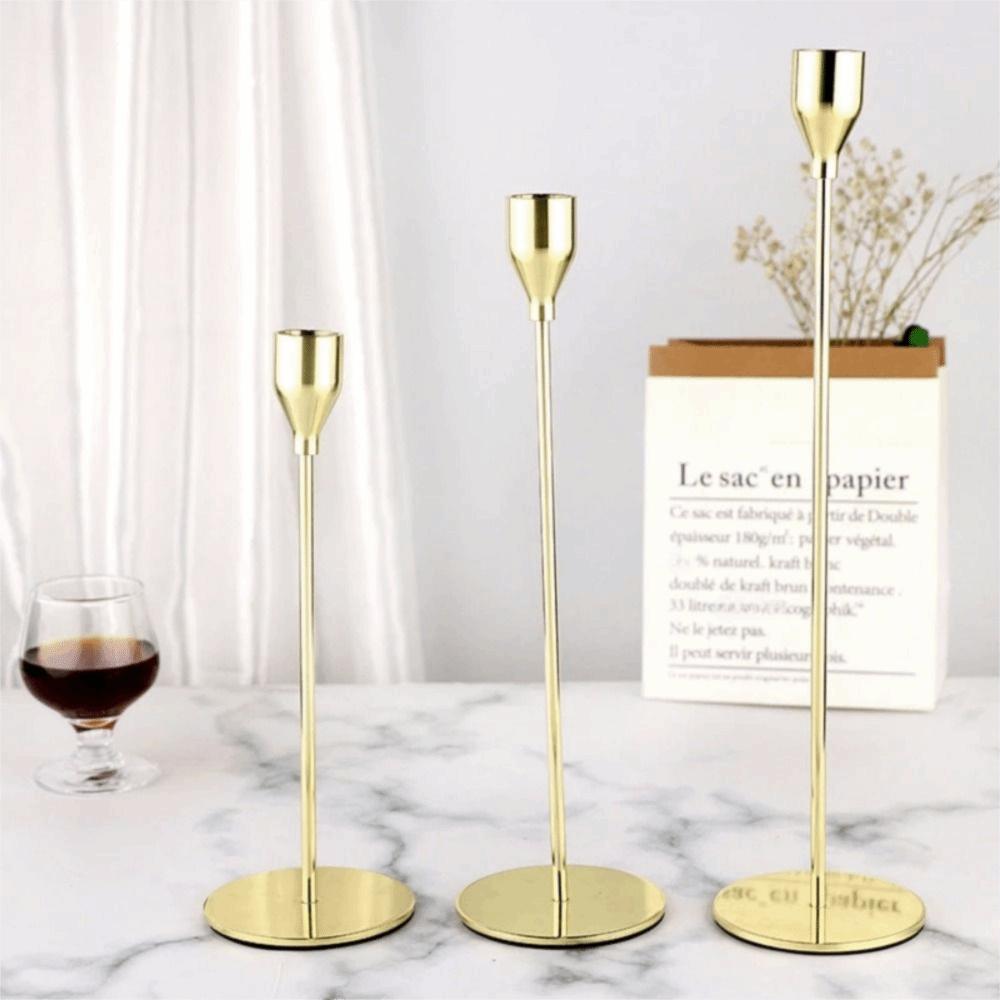 3Pcs Creative Cup Metal Candle Holders Rust-proof Wedding Candle Stand  Living Room