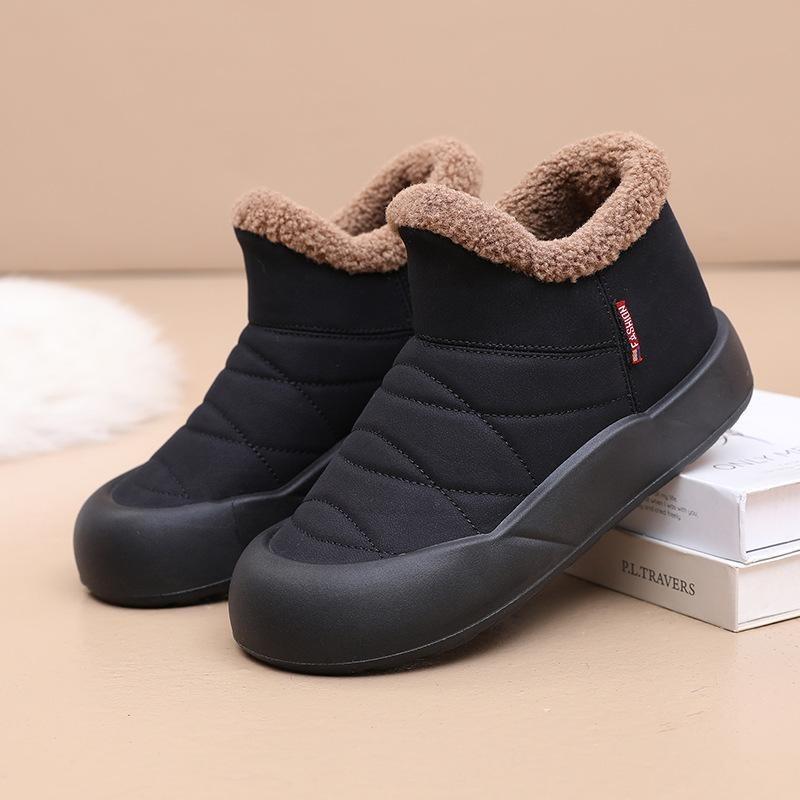 Ladies Winter Platform Snow Boots Anti Slip Warm Faux Fur Lining Ankle Booties Casual PU Leather Comfortable Fuzzy Walking Short Boots