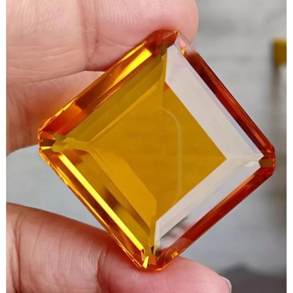 Shinny Tourmaline Amazing Orange 120+ Ct Square Beautiful Certified Gemstone
