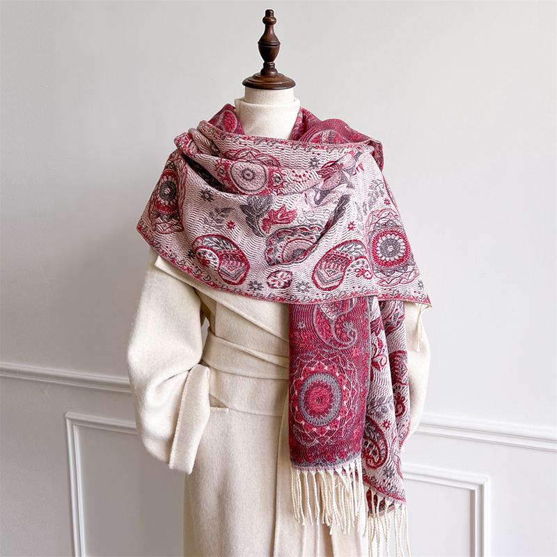 Luxury Winter Jacquard Cashmere Scarf Women Warm Pashmina Paisley Foulard Lady Shawls Wraps Thick Soft Bufanda Poncho Stoles