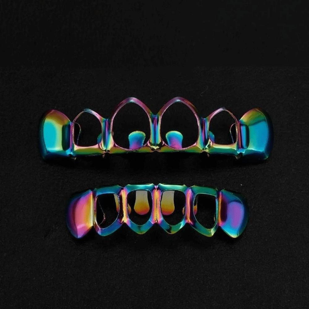 Set da 2 Pezzi Classic Charm Grillz per Denti Grillz Lucidi Vuoti per Denti Apparecchi Dentali Decorazione Denti