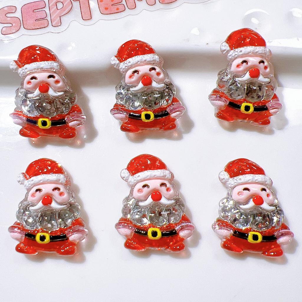 10Pcs New Cute Resin Cartoon Shining Christmas Collection Series Flat Back Scrapbooking DIY Jewelry Craft Decoration Accessories