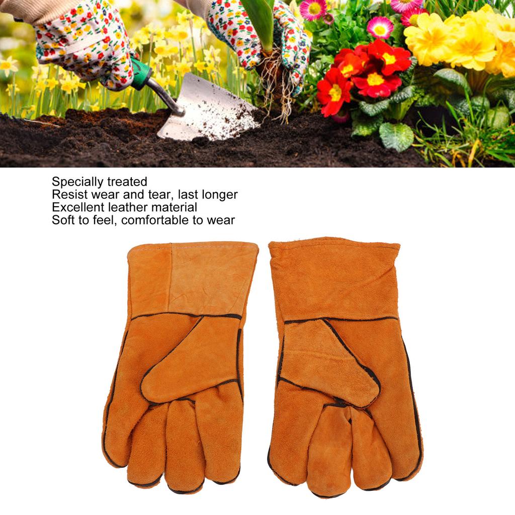 1 Pair of Garden Safety Gloves Soft Stab Wear Resistant Protective for Work Mid Length Yellow