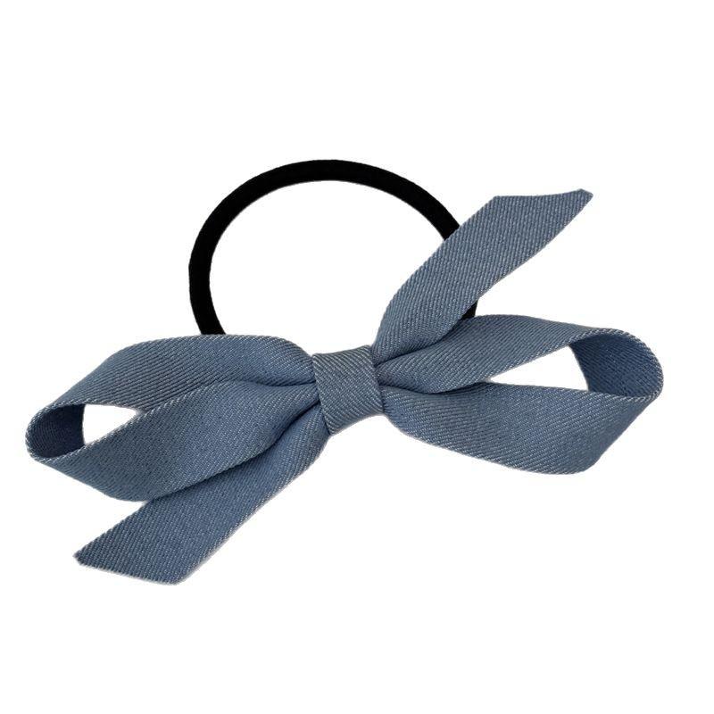 Retro denim bow hair rope female port ponytail tie head rope versatile hair band high elastic rubber band