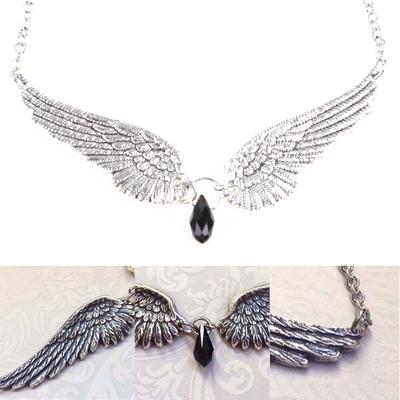 Simple Pendant Angel Wings Necklace Jewelry Sliver Chain Fashion Punk Goth Gothic Gift For Woman Girls Christmas Decor