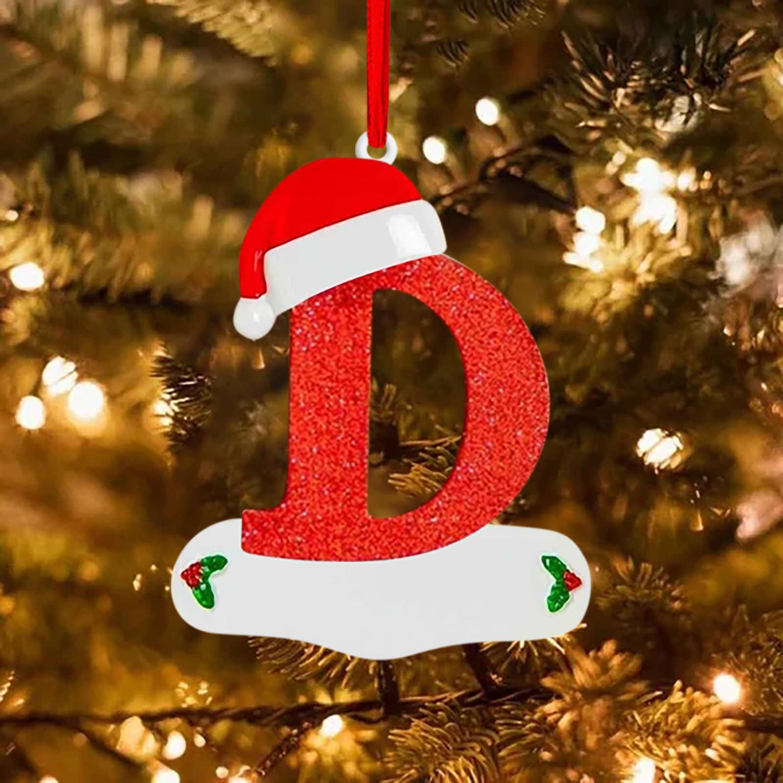 

Рождественские елочные украшения, 26 английских букв, украшения, сделай сам, подвесной декор для рождественской елки, одна буква с рождественской шапкой One Size