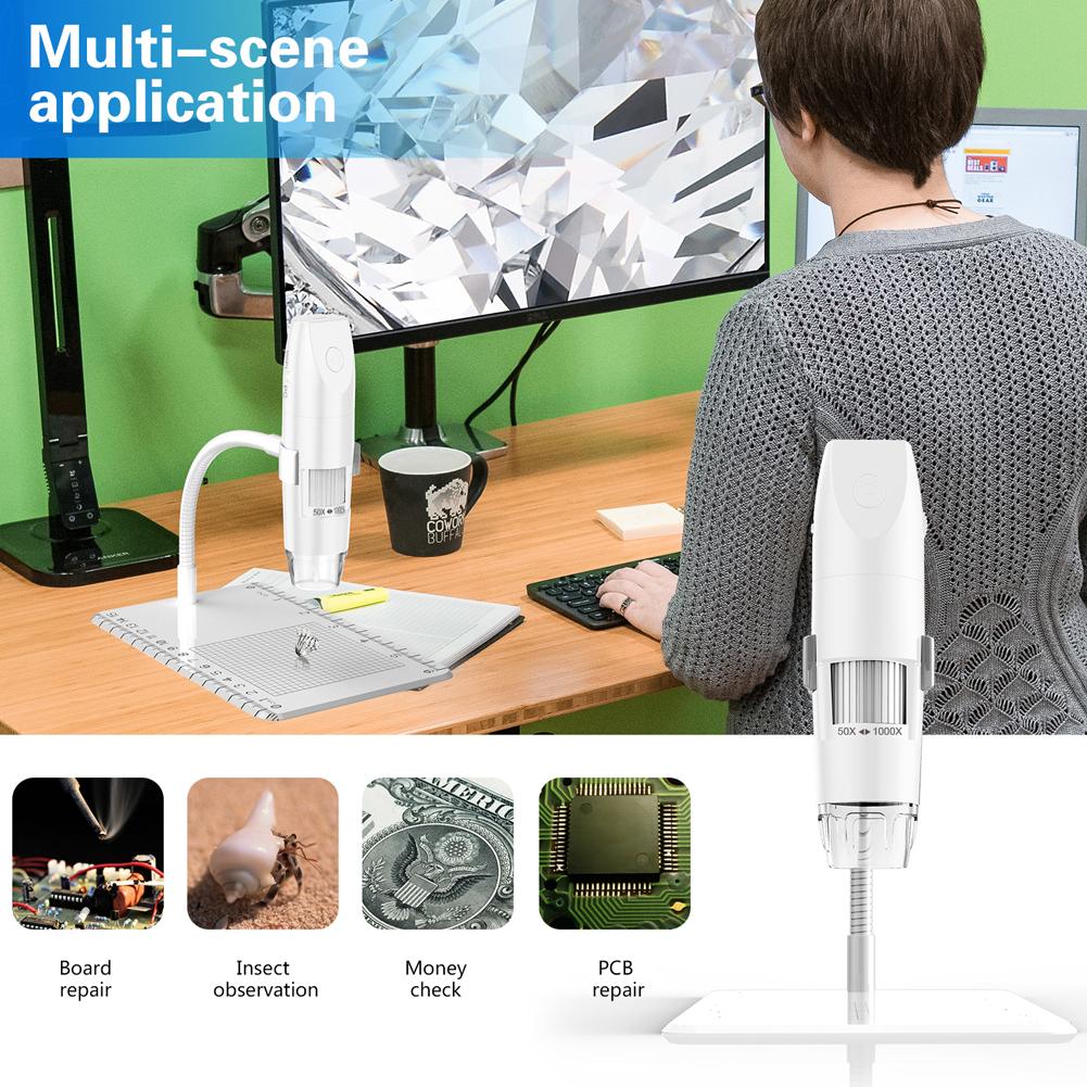 1000X WiFi USB Digital Microscope Zoom Microscope 4.3inch Screen Soldering Coin Microscope Coin Magnifier for Electronics Repair