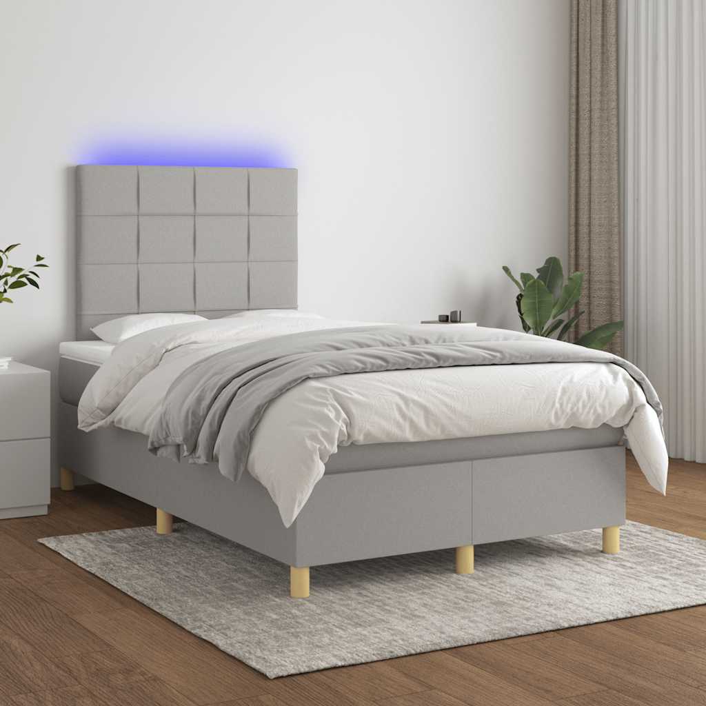Vidaxl Kontinentalbett Mit Matratze, Hellgrau, 120x190cm, Stoff