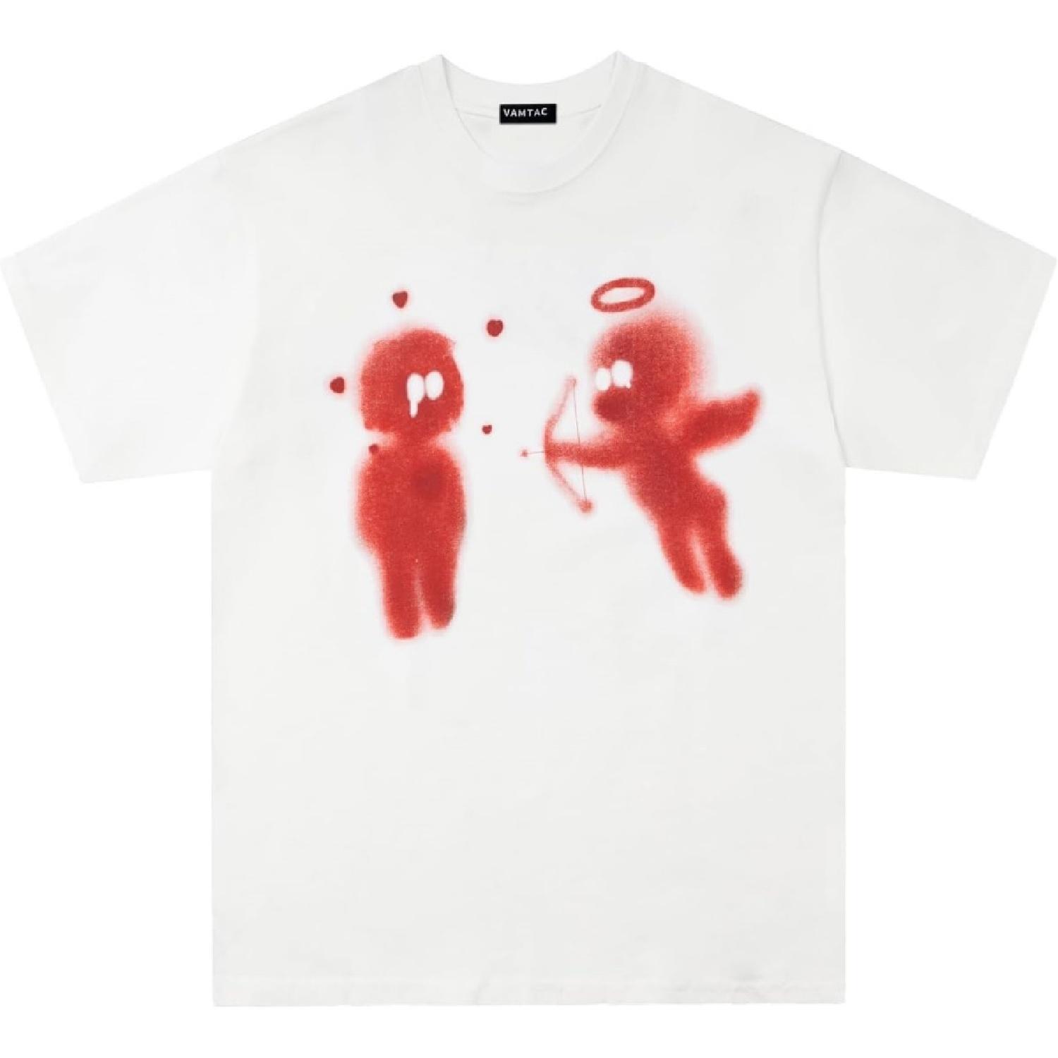 Vamtac Mens Oversized Graphic Tees Y2k Vintage Cupid’s Love Arrow Short Sleeve Streetwear Tops Tshirt Unisex S