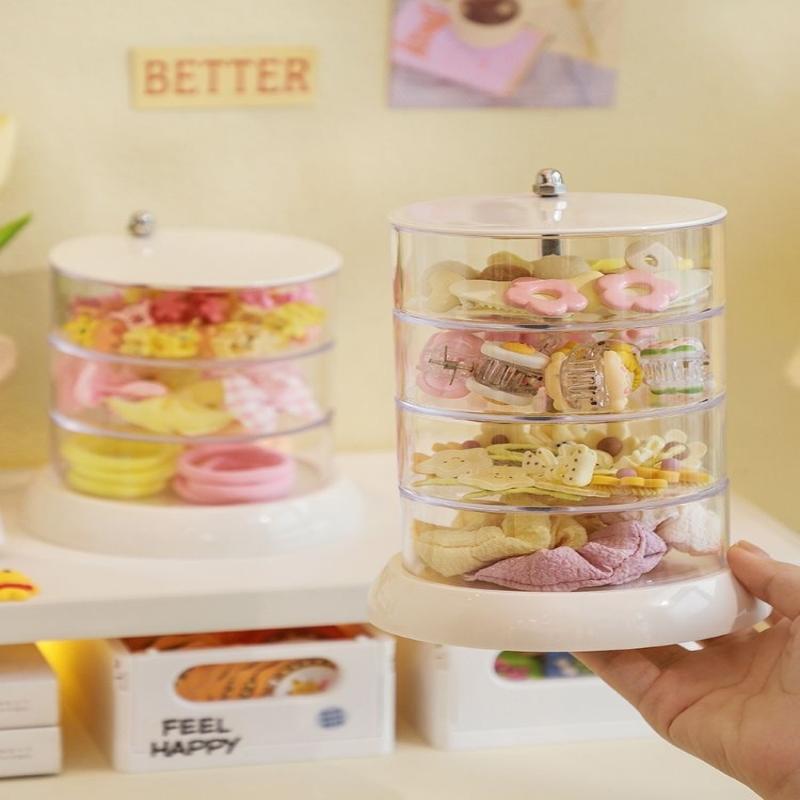3/4/5-Layer Rotating Jewelry Organizer - Plastic Multi-Tier Storage Box, Transparent Hair Ring Display For Dressing Table