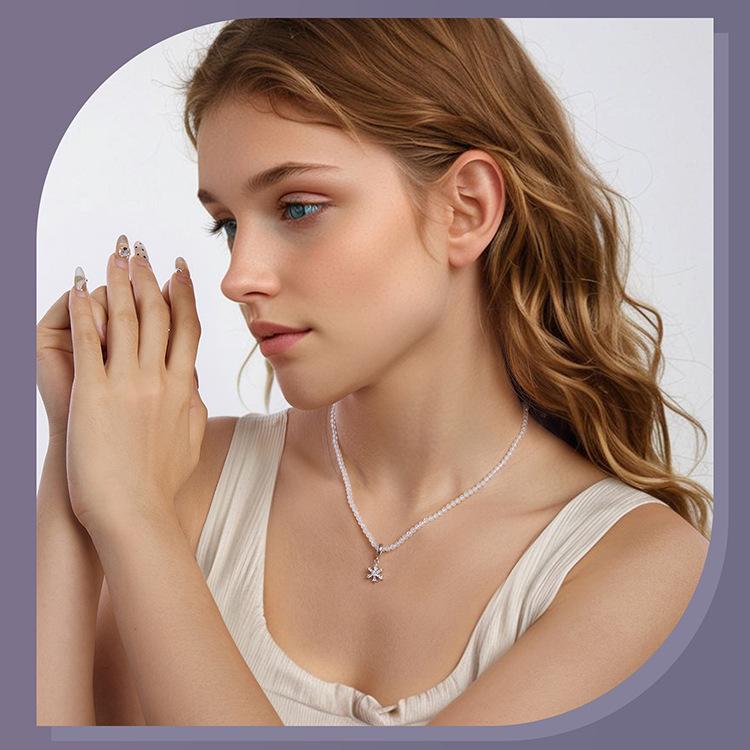 Yinziyun Original Design S925 Sterling Silver Ice Flower Winter Necklace for Women