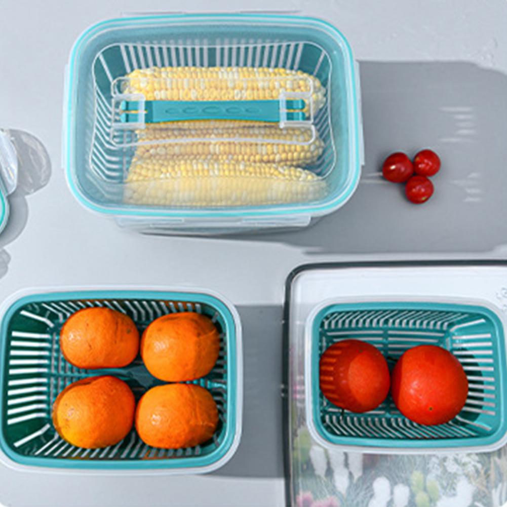 Kühlschrank-Aufbewahrungsbox, Gefrierschrank, Kühlschrank-Organizer, Aufbewahrungsbehälter für frisches Gemüse, Obst, Abflusskorb, Speisekammer, Küchen-Organizer