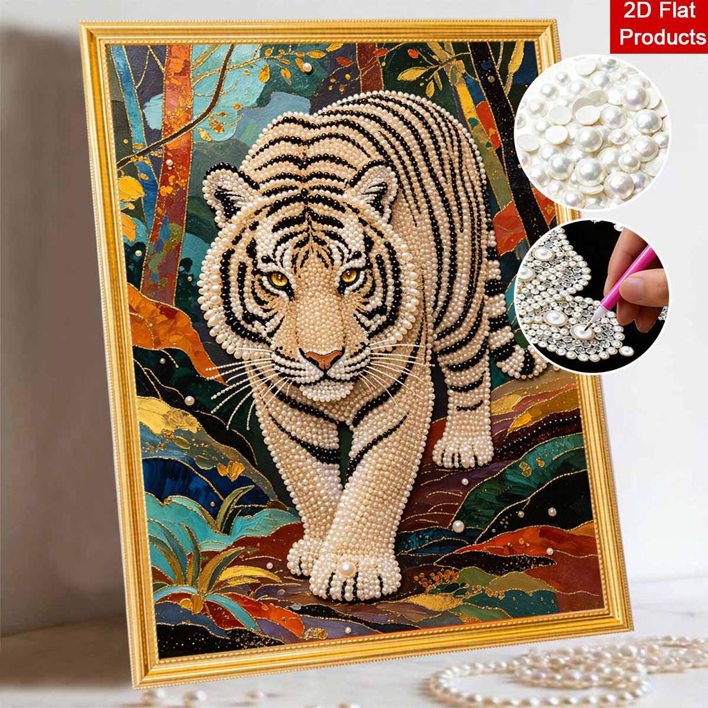 Tiger Pearl Kit DIY 5D Rhinestone Art Craft for Adults Home Party Decoration Handmade Gift