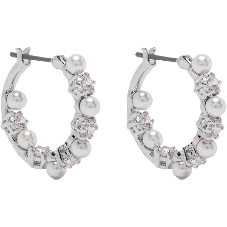 Swarovski Matrix Solid Design Zirconia Rhodium Plated Brass Earrings Women earrings Silver 5709256 F,Silver
