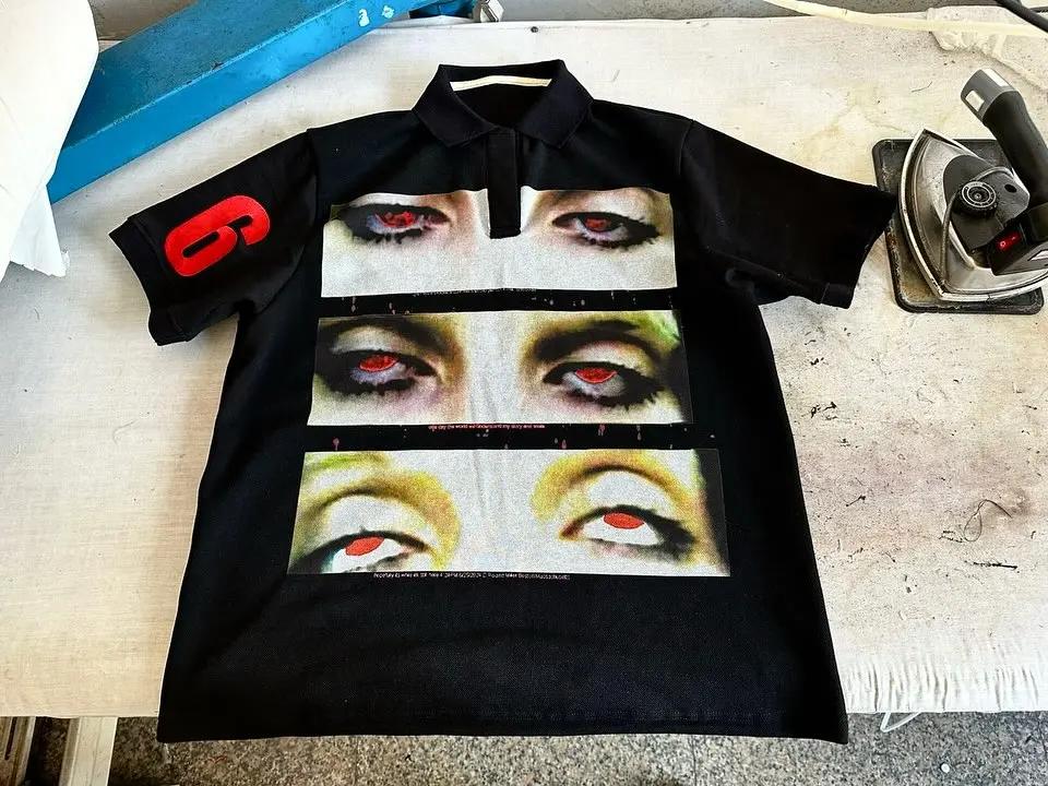 

Y2K панк-готический стиль мода личность уникальный дизайн рубашка поло уличный хип-хоп Харадзюку мужчины с короткими рукавами граффити летнее платье XL