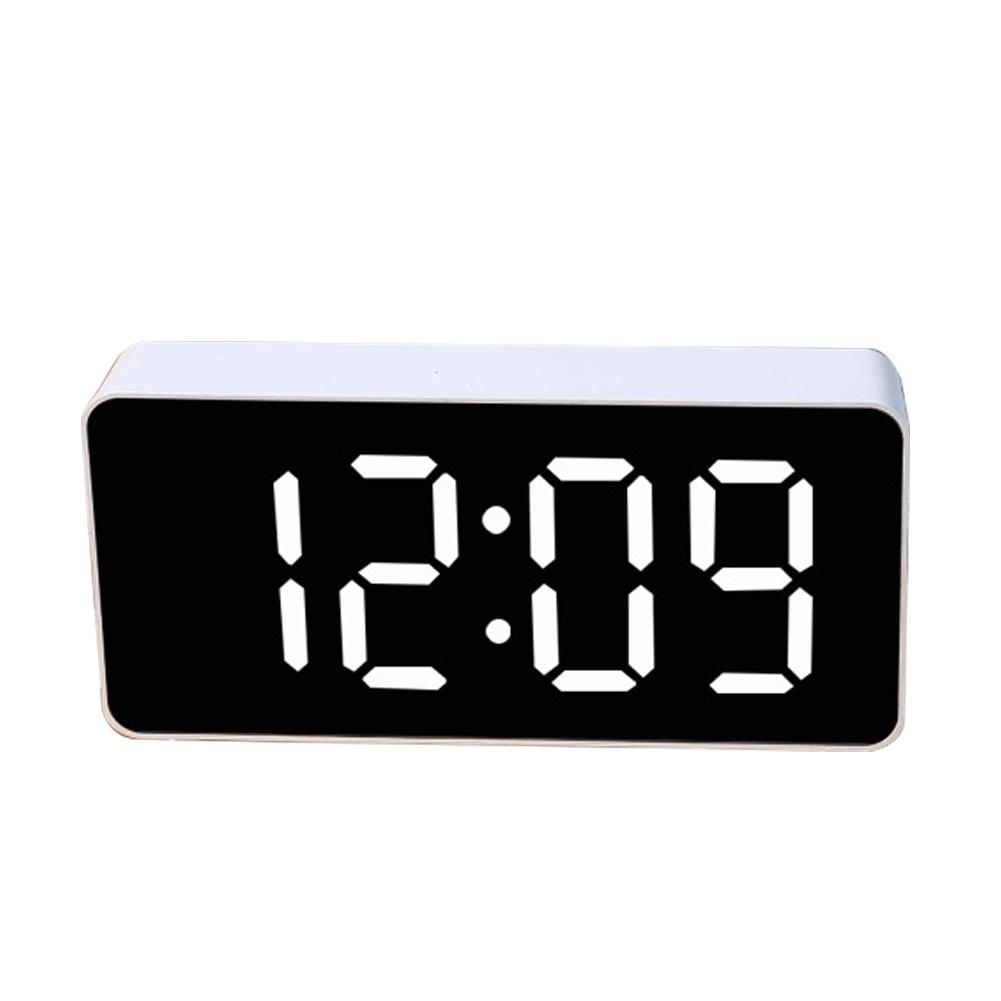 Digital Led Alarm Clock Voice Control Battery USB Dual Power Adjustable Brightness Mute For Teens Bedrooms Bedside