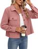 2024 Trendy Women's Casual Corduroy Crop Jacket: European & American Style Button-Up Cardigan