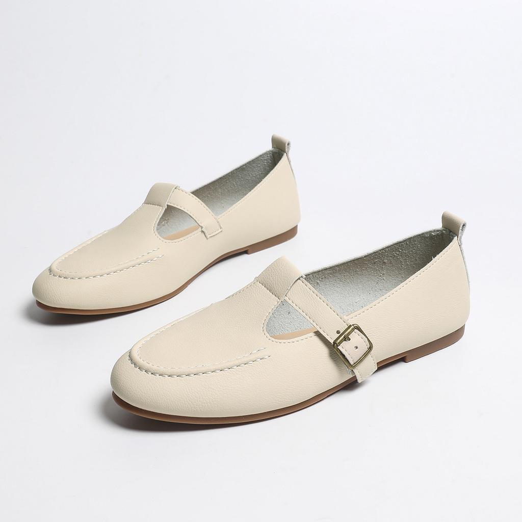 22 years old new French single shoes round head Mary Jane shoes late evening retro low heel elegant small leather shoes