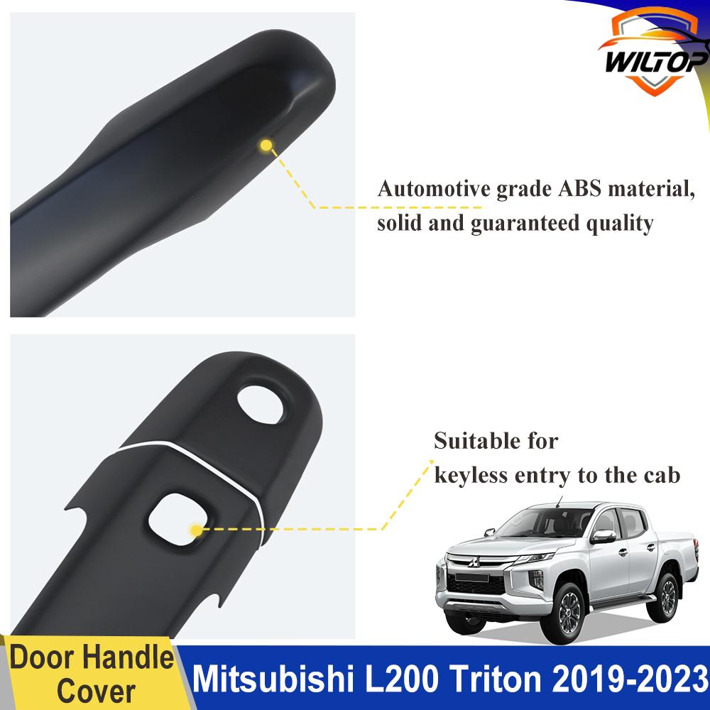 Door Handle Covers For Mitsubishi L200 Triton 2019-2025 With Keyhole Exterior Auto Parts Matte Black Car Accessorie Stickers