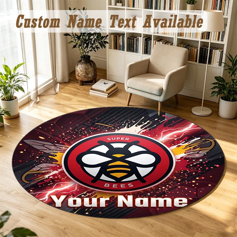 Round Rug Custom NameBrentford Football Pattern Non Slip Carpet Home Floor Decor