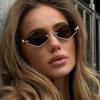 Fashion Metal Half Frame Diamond Sunglasses for Men Women Trendy Small Frame UV Protection Glasses