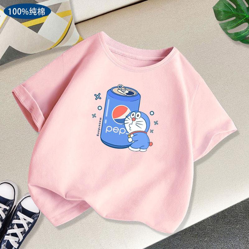 2026 Summer New Style Childrens ShortSleeved Pure Cotton TShirt with Soft Cartoon Patterns Cute Cartoon Boys and Girls Tops