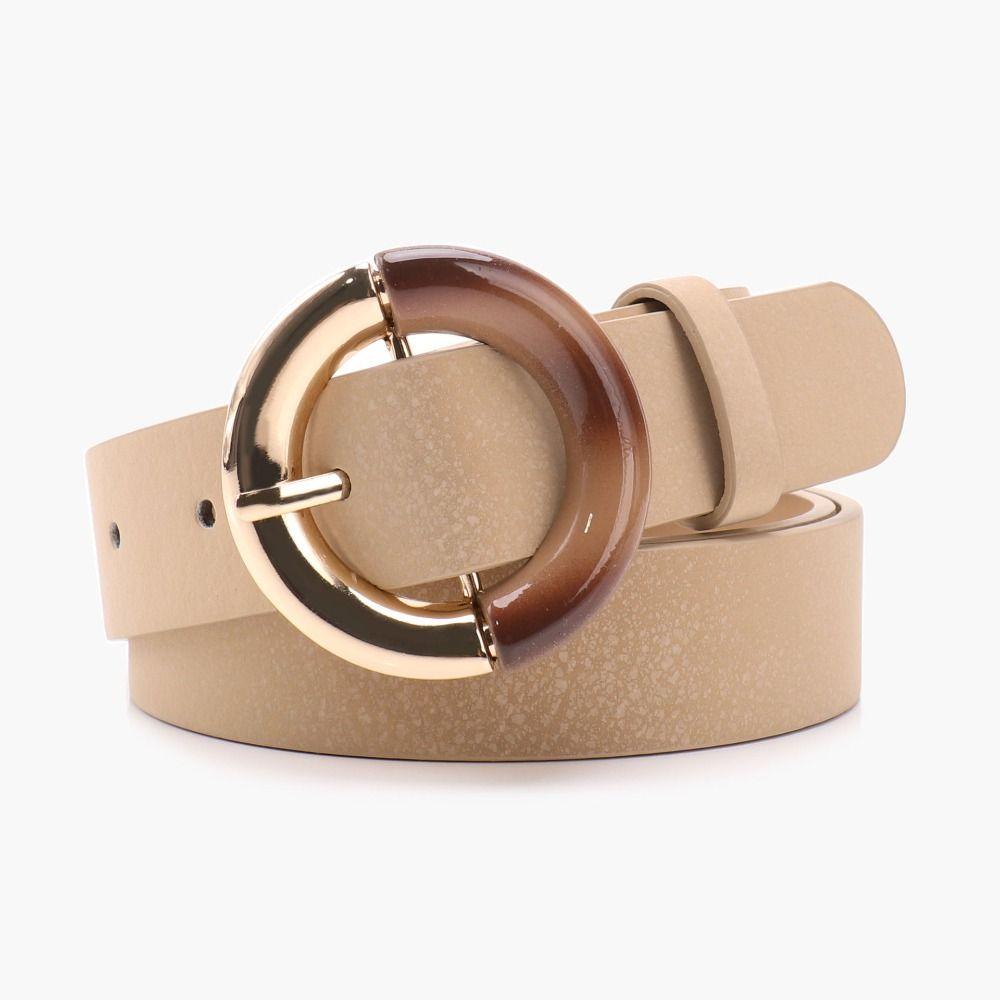 Alloy Metal Buckle Decorative Waistband Gradient Round Ring Buckle Versatile Waist Strap  For Women