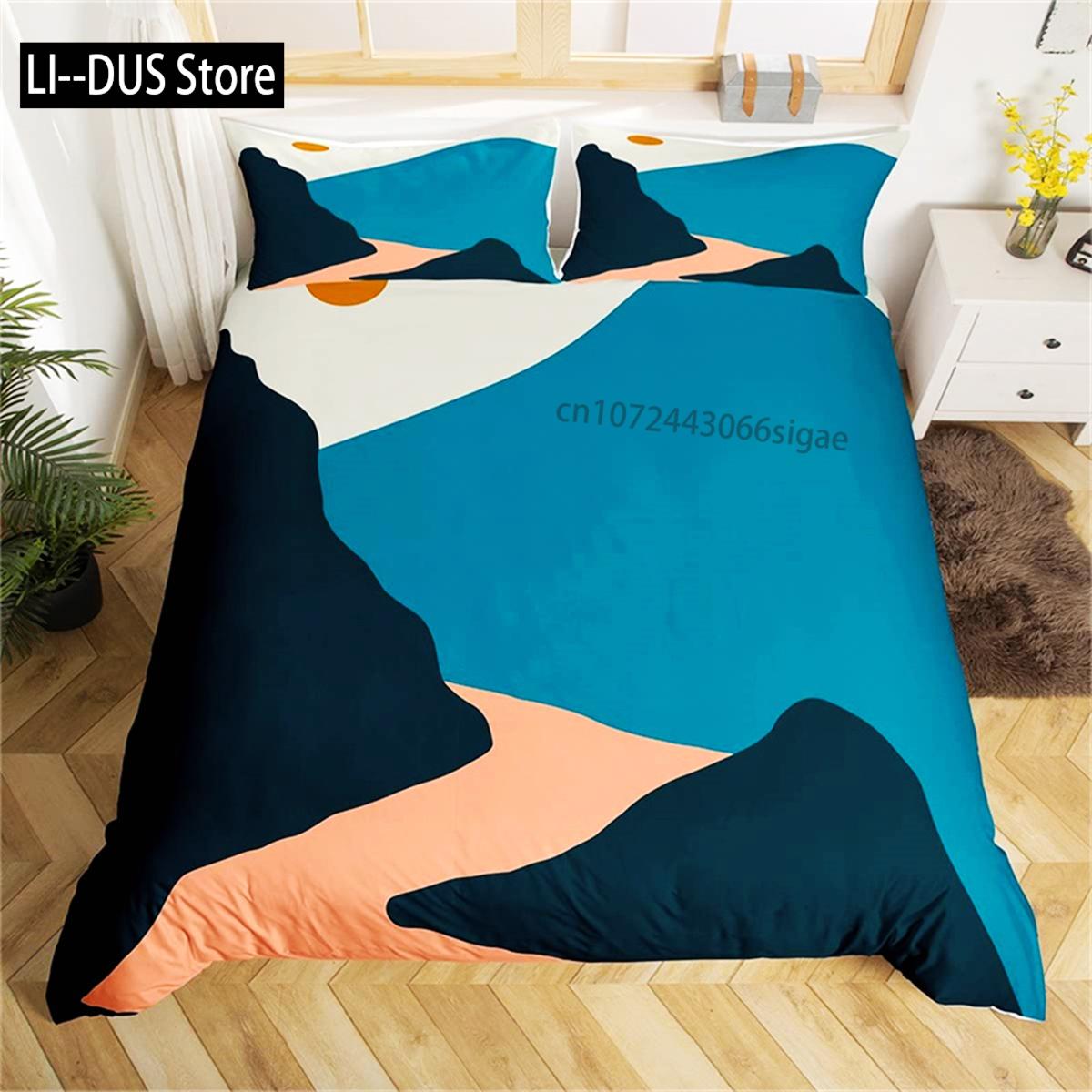 

Comforter Color Matching Abstract Landscape Single King Queen Farmhouse Style Bedding Set Microfiber Man Woman Bedroom Decor Comforter (quilt)-EU Single(135*200cm)3pcs