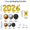 129Pcs New Year-Themed Balloon Arch Wreath Set Suitable for New Year Parties Christmas Celebrations Birthday Balloon Parties