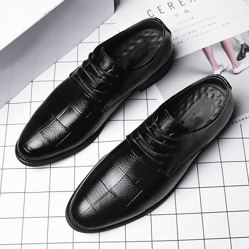 Handmade Italian Style Retro Men Leather Dress Formal Business Oxfords Shoes Men's  Party Shoes Big Size